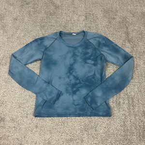 Lululemon Swiftly Speed Long Sleeve Night Diver Top Womens 8 Aqua Shirt